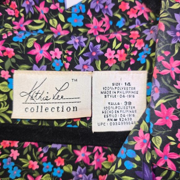 VTG 90s Kathie Lee Maxi Shirt Dress Womens Size 14 Coquette Cottage Floral Boho - Picture 2 of 9